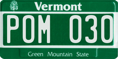 VT license plate POM030