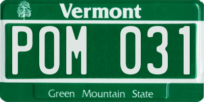 VT license plate POM031