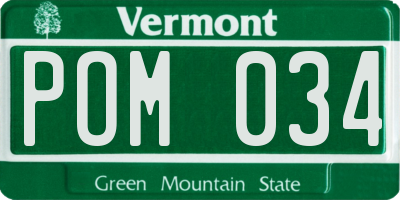 VT license plate POM034