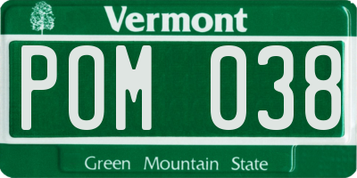 VT license plate POM038