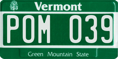 VT license plate POM039