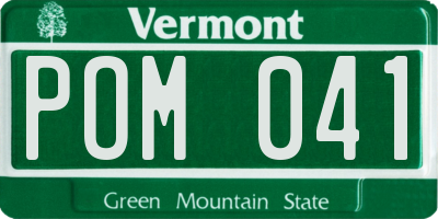 VT license plate POM041