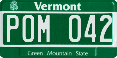 VT license plate POM042