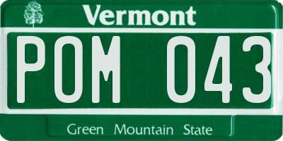 VT license plate POM043