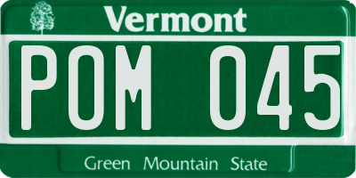 VT license plate POM045