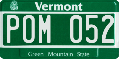 VT license plate POM052