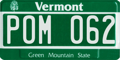 VT license plate POM062