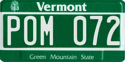 VT license plate POM072
