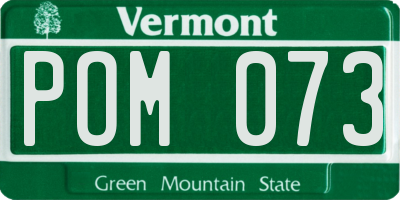 VT license plate POM073