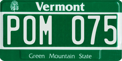 VT license plate POM075