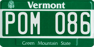 VT license plate POM086