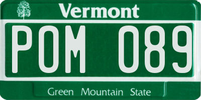 VT license plate POM089