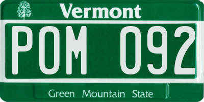 VT license plate POM092