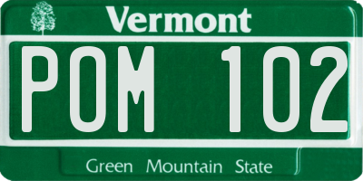 VT license plate POM102