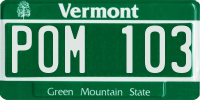 VT license plate POM103