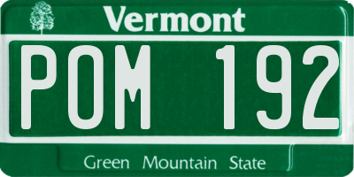 VT license plate POM192