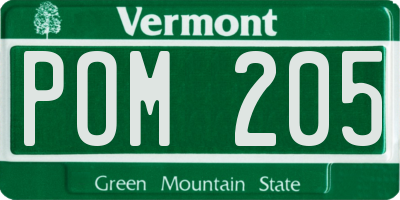 VT license plate POM205
