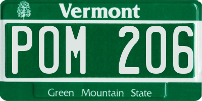 VT license plate POM206