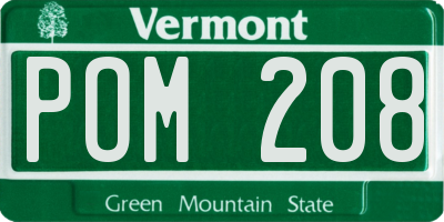 VT license plate POM208