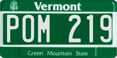 VT license plate POM219