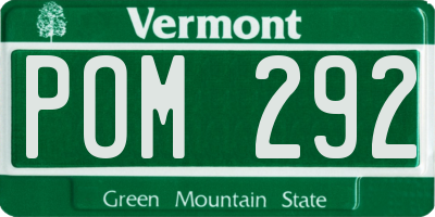 VT license plate POM292