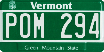 VT license plate POM294
