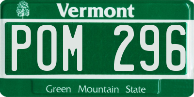 VT license plate POM296