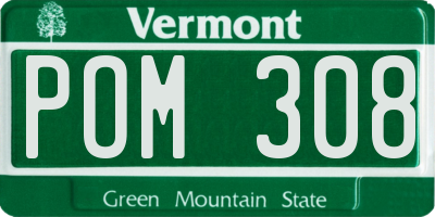 VT license plate POM308