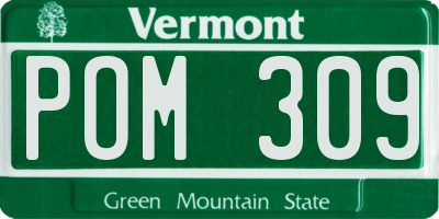 VT license plate POM309