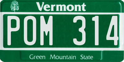 VT license plate POM314