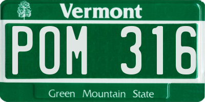VT license plate POM316