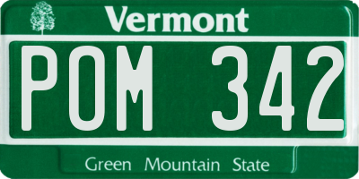 VT license plate POM342