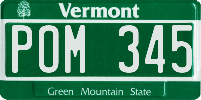 VT license plate POM345