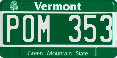 VT license plate POM353