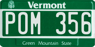VT license plate POM356