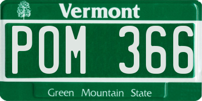 VT license plate POM366