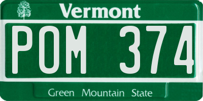 VT license plate POM374