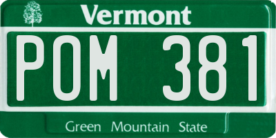 VT license plate POM381