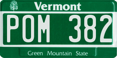 VT license plate POM382