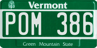 VT license plate POM386