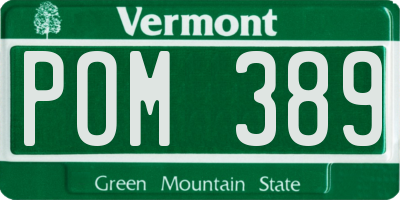 VT license plate POM389