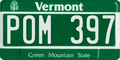 VT license plate POM397