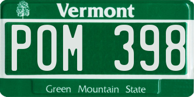 VT license plate POM398