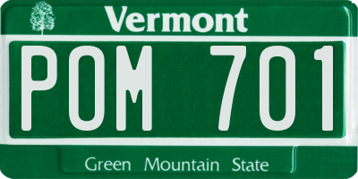 VT license plate POM701