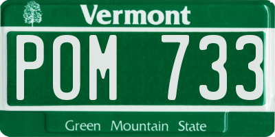 VT license plate POM733