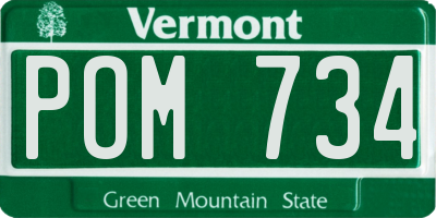 VT license plate POM734