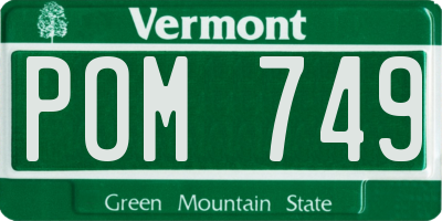 VT license plate POM749