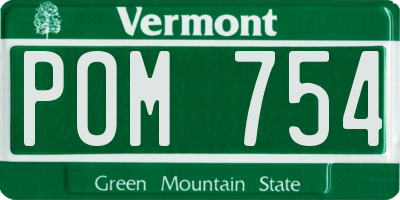 VT license plate POM754