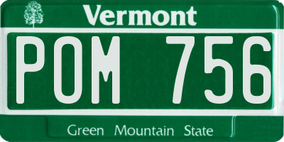 VT license plate POM756