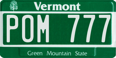 VT license plate POM777